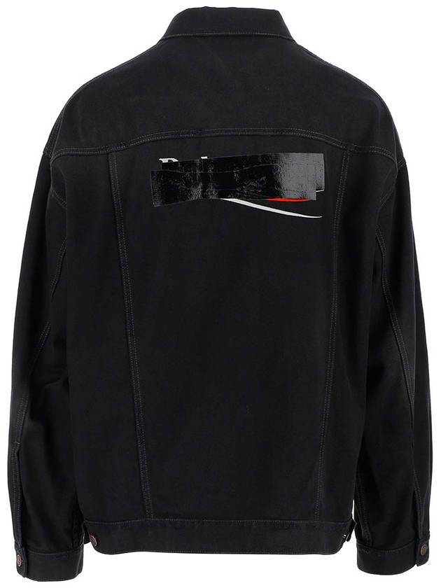 Political Campaign Logo Oversized Denim Jacket Black - BALENCIAGA - BALAAN 3