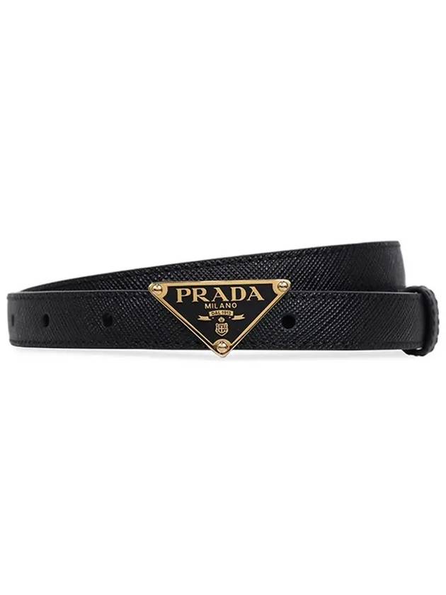 Saffiano Leather Belt Black - PRADA - BALAAN 6