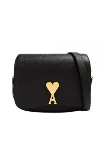 Paris Logo Leather Shoulder Bag Black - AMI - BALAAN 2