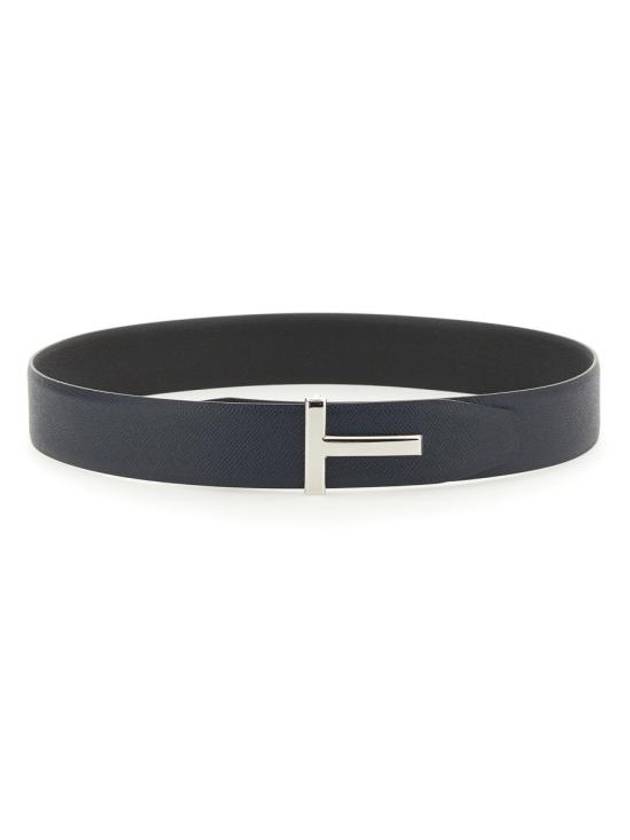 Men's T Logo Reversible Leather Belt Navy - TOM FORD - BALAAN 2