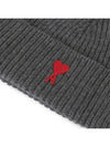 Heart Logo Wool Beanie Heather Grey - AMI - BALAAN 5