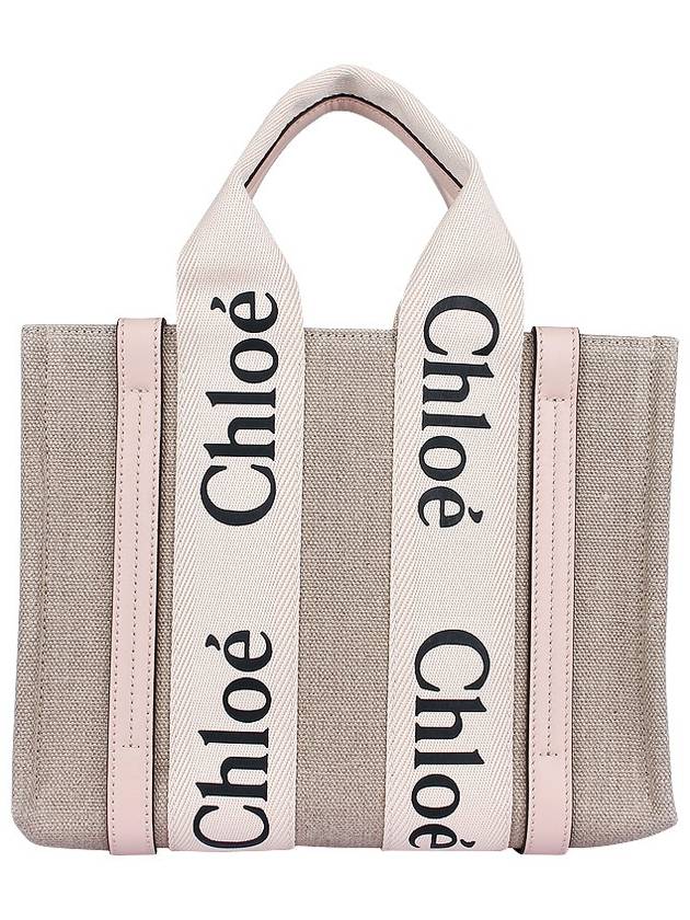 Woody Small Canvas Tote Bag Pink Beige - CHLOE - BALAAN 6