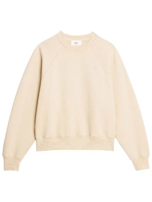 Cotton Heart Logo Sweatshirt Vanilla - AMI - BALAAN 2