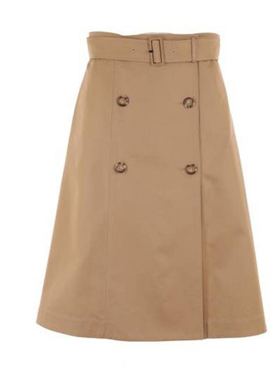 Belted Double Button A-Line Skirt Brown - BURBERRY - BALAAN 2