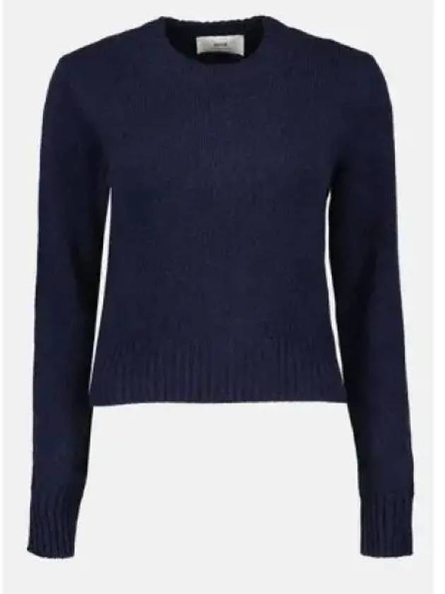 Heart Logo Cashmere Knit Top Navy - AMI - BALAAN 2