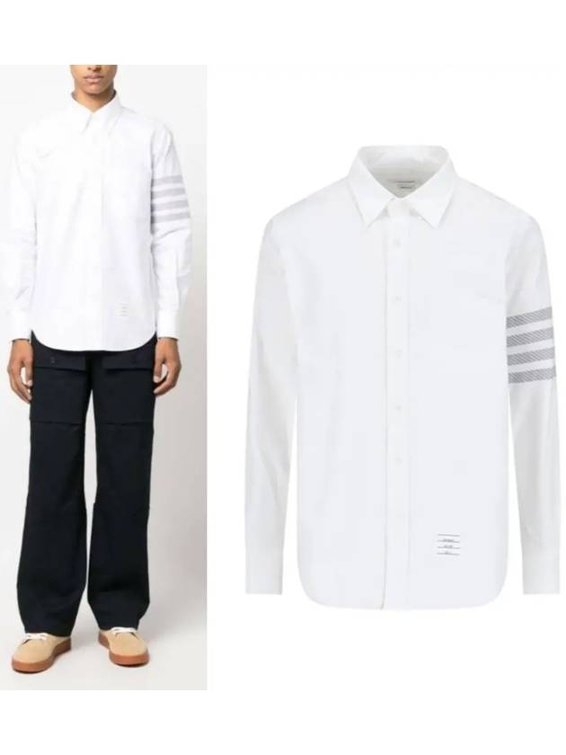 4 Bar Stripe Long Sleeve Shirt White - THOM BROWNE - BALAAN 2