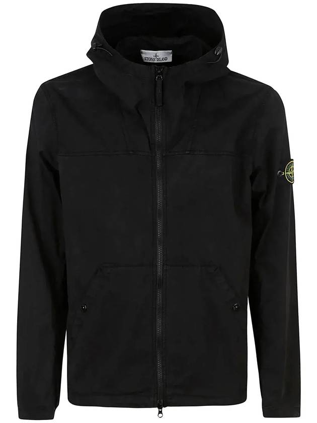 Supima Cotton Twill Stretch-TC Over Hooded Jacket Black - STONE ISLAND - BALAAN 1