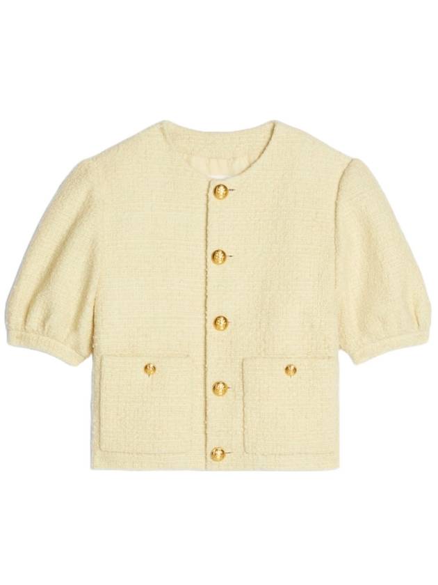 Boucle Tweed Cardigan Jacket Yellow - CELINE - BALAAN 1