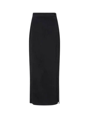 Women Maxi Slit Denim Skirt Black - EMPORIO ARMANI - BALAAN 1