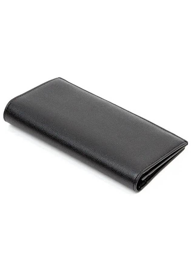 Continental Grain de Poudre Embossed Leather Wallet Black - SAINT LAURENT - BALAAN.