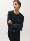 Ribbed henley neck long sleeve t shirt dark gray - NOIRER - BALAAN 7