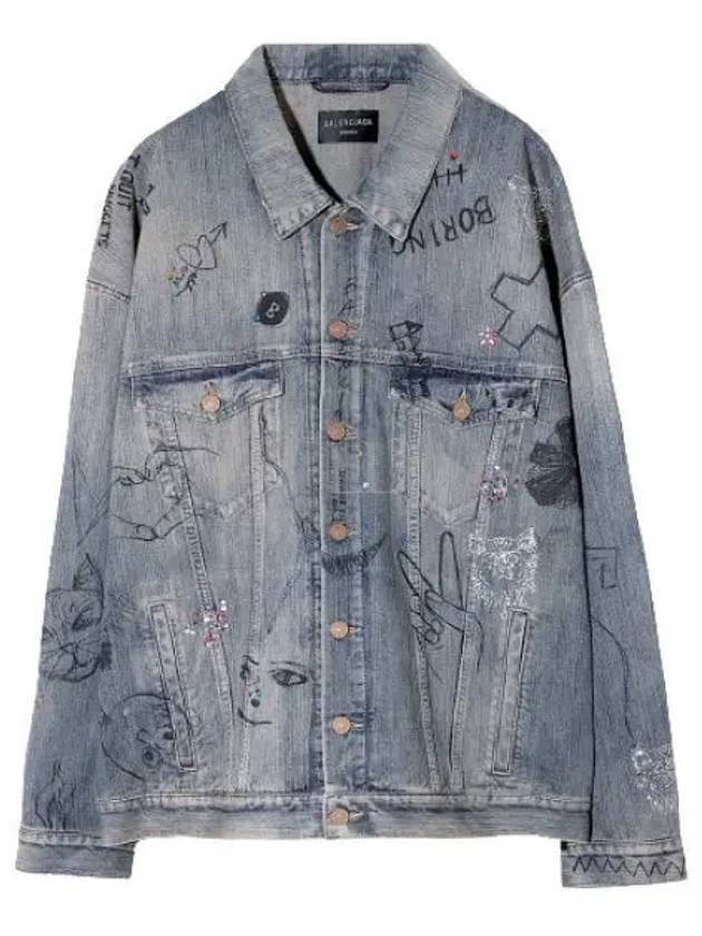 Graffiti Denim Jacket Blue - BALENCIAGA - BALAAN 2