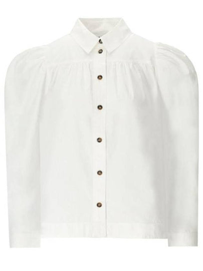 Cotton Poplin Long Sleeve Shirt White - GANNI - BALAAN 2