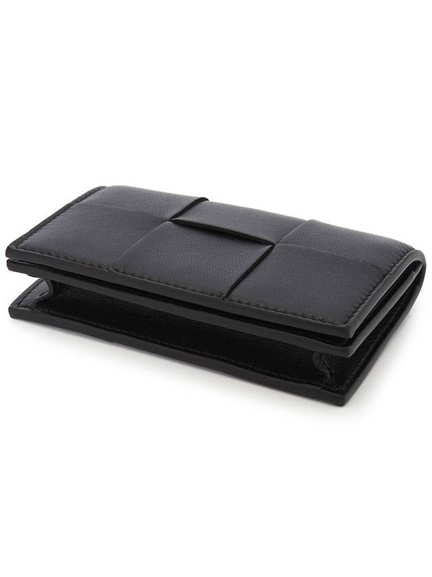 Intreciato Flap Card Wallet Black - BOTTEGA VENETA - BALAAN 4