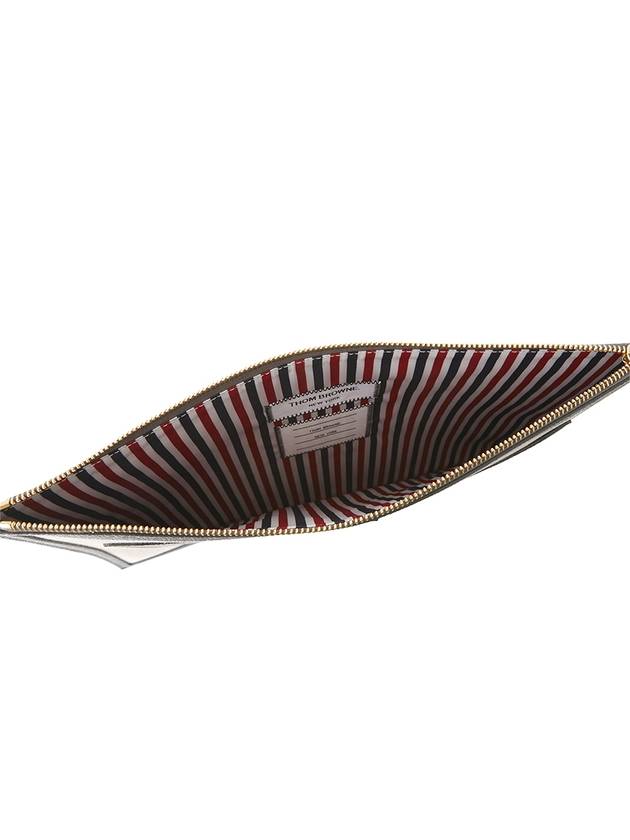 RWB Stripe Two-Tone Canvas Clutch Bag Beige Grey - THOM BROWNE - BALAAN 5