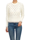 Pointelle Tipping Crew Neck Pullover Knit Top White - THOM BROWNE - BALAAN 6