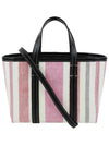 Barbes East West Raffia Striped Shopper Tote Bag Pink - BALENCIAGA - BALAAN 3