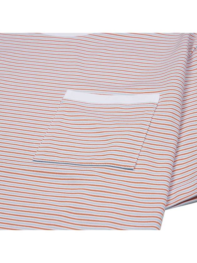 Striped Pocket Cotton Oversized Short Sleeve T-Shirt Orange - THOM BROWNE - BALAAN 6