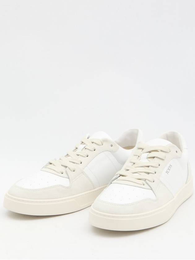 Suede Leather Low Top Sneakers White - TOD'S - BALAAN 3