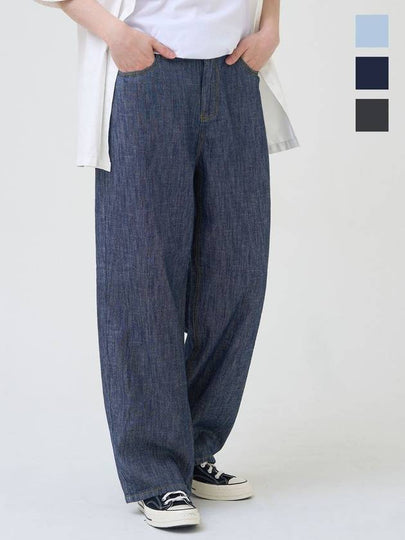 Linen Fill Wide Denim Pants 3 Colors - EXCONTAINER - BALAAN 2