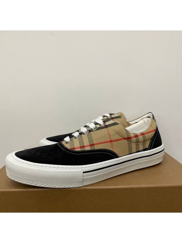 Men's Wilson Vintage Check Mix Low Top Sneakers Black Brown - BURBERRY - BALAAN 2