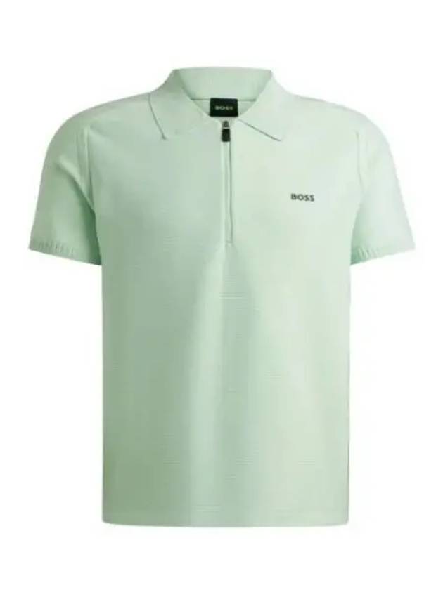 Jayno Zipper Neck PK Shirt Open Green - HUGO BOSS - BALAAN 2