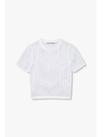 Short sleeve waffle knit top white - ALEXANDER WANG - BALAAN 1