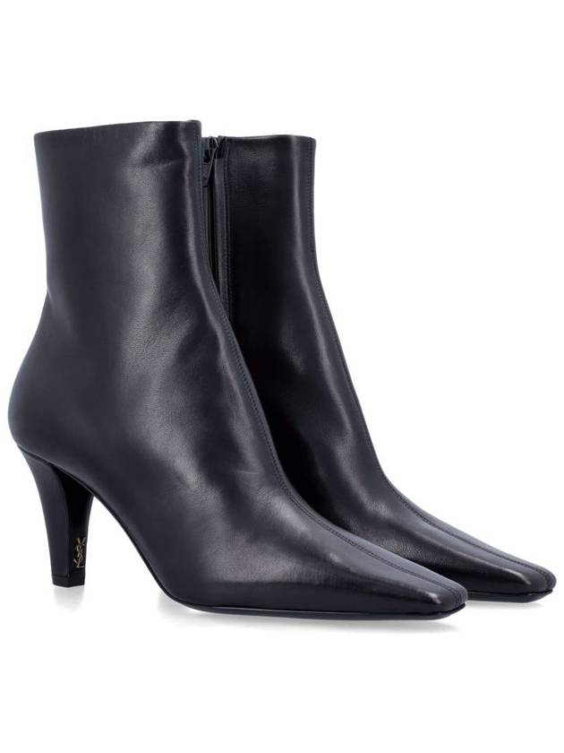 Jill Leather Ankle Boots Black - SAINT LAURENT - BALAAN 3