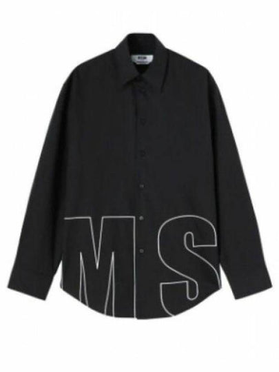 Embroidered Logo Cotton Long Sleeve Shirt Black - MSGM - BALAAN 2