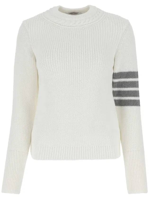 Women's Diagonal Armband Knit Top White - THOM BROWNE - BALAAN.