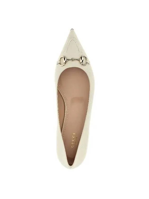 Women's Horsebit Leather Ballerina White - GUCCI - BALAAN 5