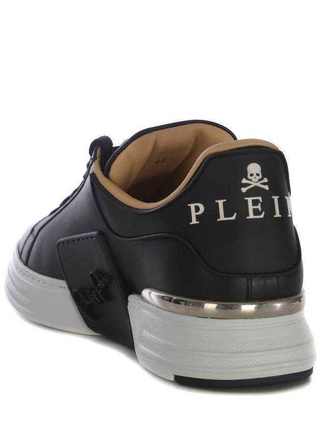 Logo Patch Leather Low Top Sneakers Black - PHILIPP PLEIN - BALAAN 5