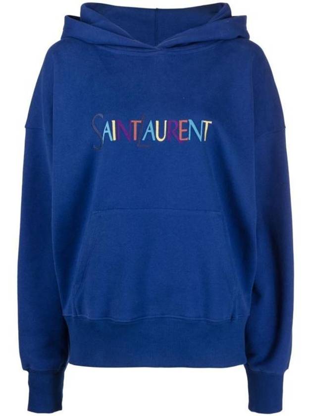 Women's Logo Hoodie Blue - SAINT LAURENT - BALAAN 8