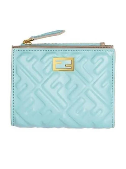 Slim Baguette Leather Half Wallet Light Blue - FENDI - BALAAN 2