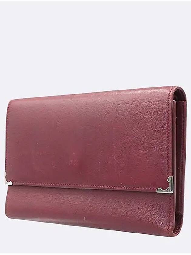 Wine leather ruby line flap long wallet - CARTIER - BALAAN 3