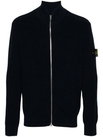 Wappen Patch Knit Zip-Up Jacket Navy - STONE ISLAND - BALAAN 1