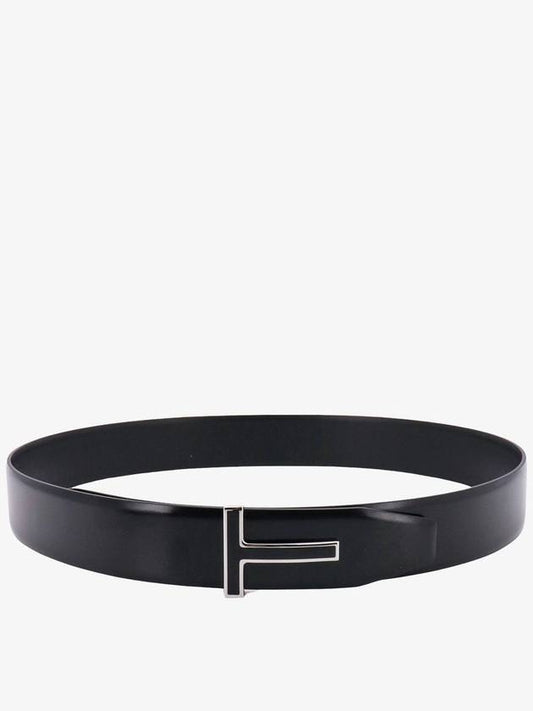 T Buckle Reversible Leather Belt Black - TOM FORD - BALAAN 1