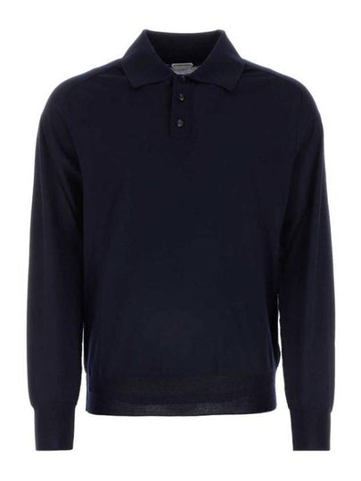 Long Sleeve Polo Knit Top Navy - BOTTEGA VENETA - BALAAN 2