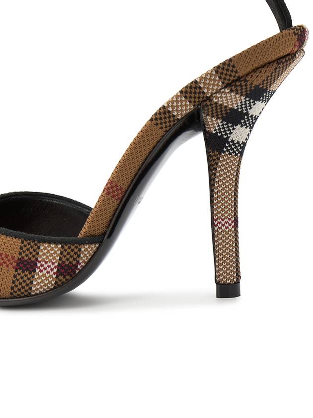 Checked Stiletto Sandal Heels Dark Birch Brown - BURBERRY - BALAAN.