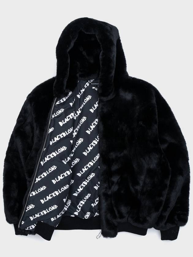 e spray smile logo fur hood zip-up black - BLACKBLOND - BALAAN 3