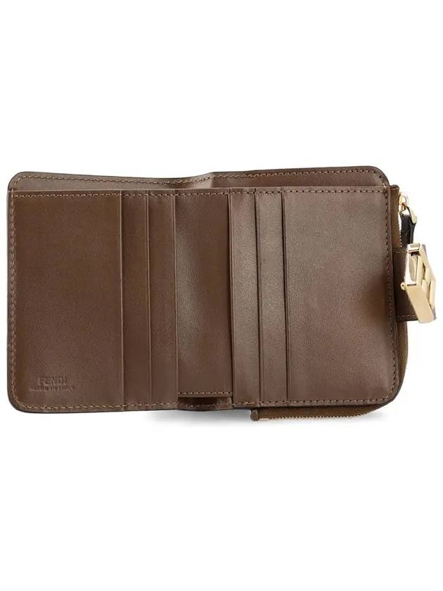 FF Diamond Leather Half Wallet Brown - FENDI - BALAAN 5