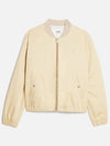 Embroidered Heart Logo Cotton Satin Bomber Jacket Beige - AMI - BALAAN 3