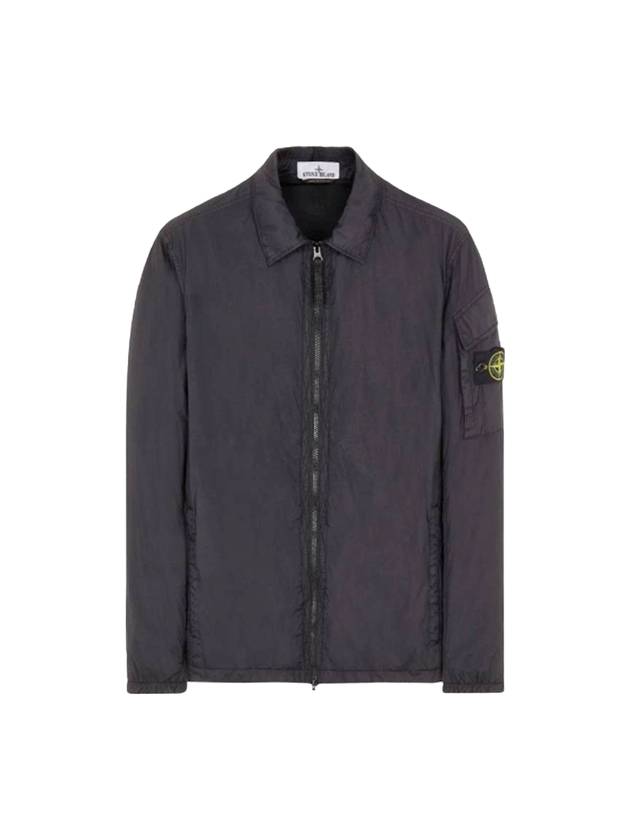 Crinkle Reps Nylon Garment Dyed Overshirt Zip Up Jacket Black - STONE ISLAND - BALAAN 1