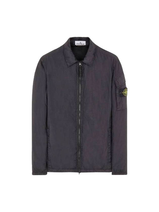 Crinkle Reps Nylon Garment Dyed Overshirt Zip Up Jacket Black - STONE ISLAND - BALAAN 1