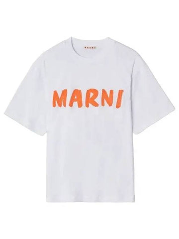 Boxy fit logo short sleeve t shirt Lily white orange - MARNI - BALAAN 1