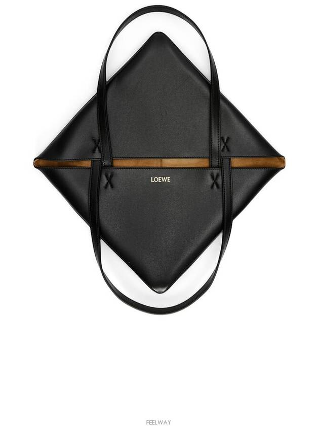 Puzzle Fold Medium Shiny Calfskin Tote Bag Black - LOEWE - BALAAN 10