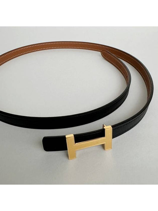 Focus gold buckle 13mm black gold double-sided belt - HERMES - BALAAN 2