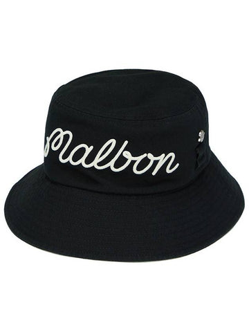 Big Script Tea Holder Bucket Hat BLACK - MALBON GOLF - BALAAN 1