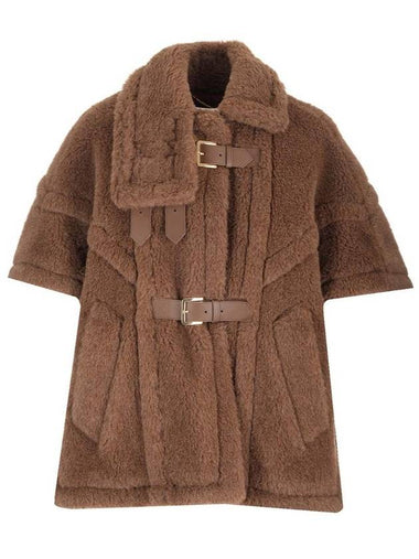 Women's Rodano4 Teddy Cape Fur Coat Brown - MAX MARA - BALAAN 1