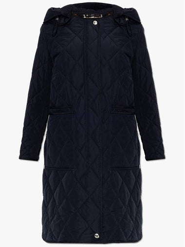 Women's Detachable Hooded Diamond Quilted Long Padding Coral Navy - BURBERRY - BALAAN 1